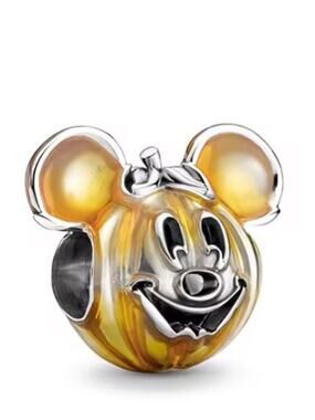 Sterling Silver Mickey Mouse Pumpkin Head Charm Bead Bracelet